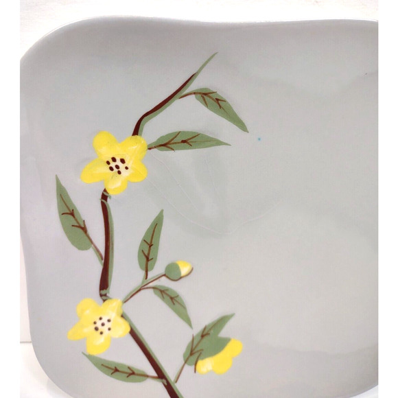 Weil Ware Celadon Decorative Square Plate Blossom Painted Floral 5.5" USA - Picture 3 of 5